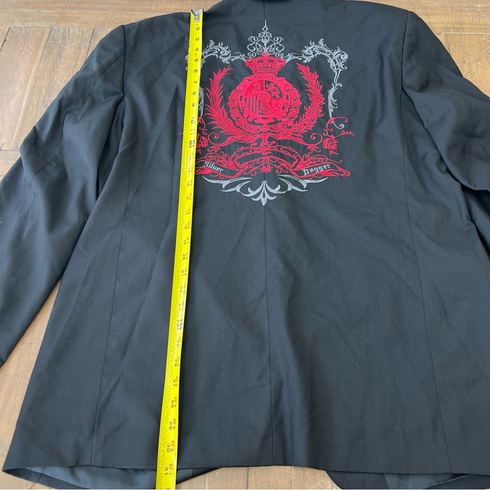 Silver Dagger Embroidered Men’s Blazer Suit Coat 3XL Black Rocker Biker edgy nwt - Picture 3 of 13